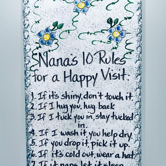 Wooden Wall Decor Plaque 'Nana's Ten Rules for a Happy Visit' Cute Joke Rules - Picture 3 of 7